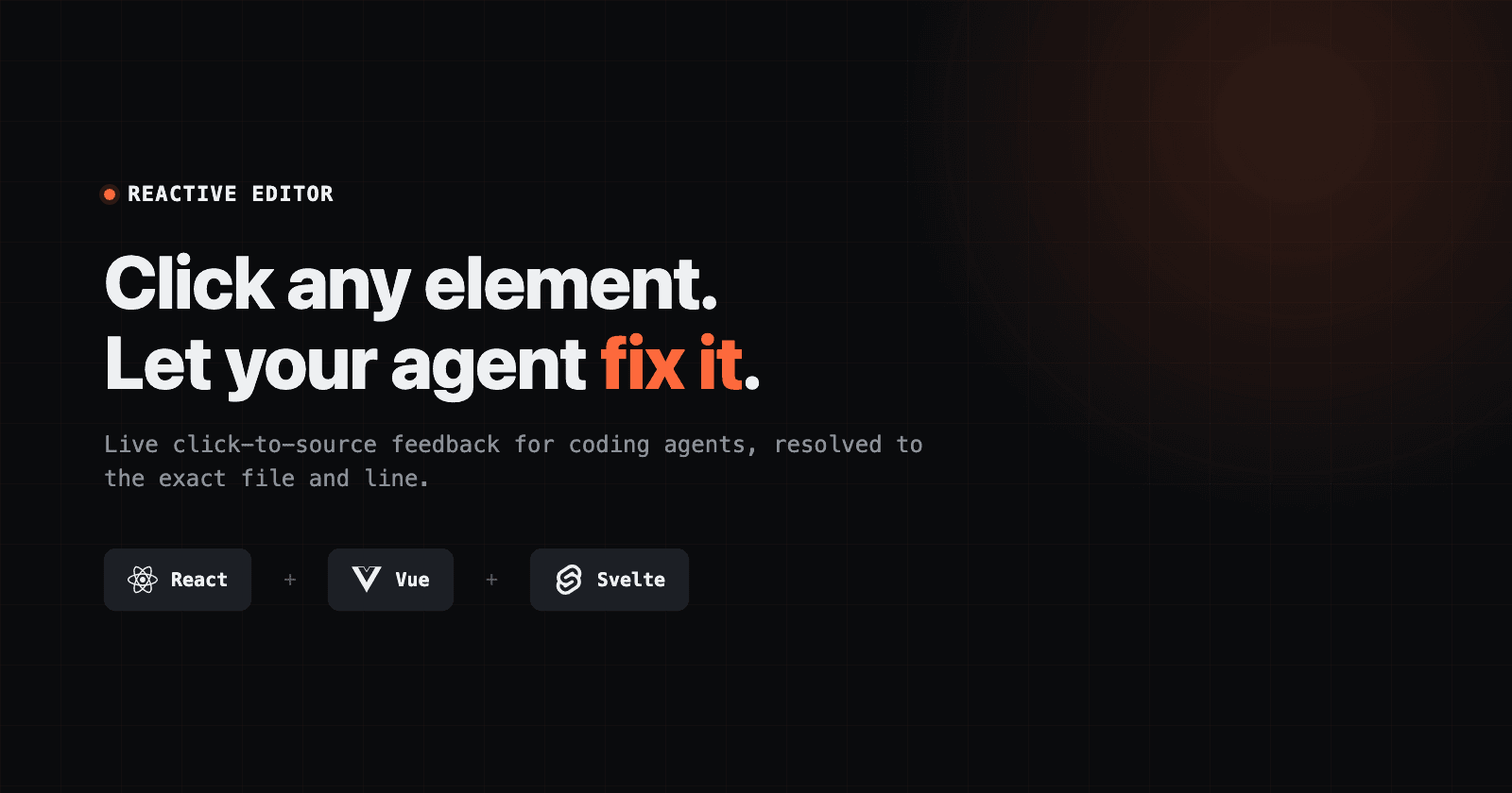 Reactive Editor: click any element in your live app, let your coding agent fix it